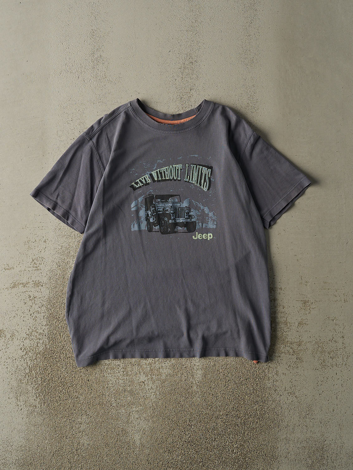 Vintage Y2K Slate Blue Jeep Textured Tee (L)