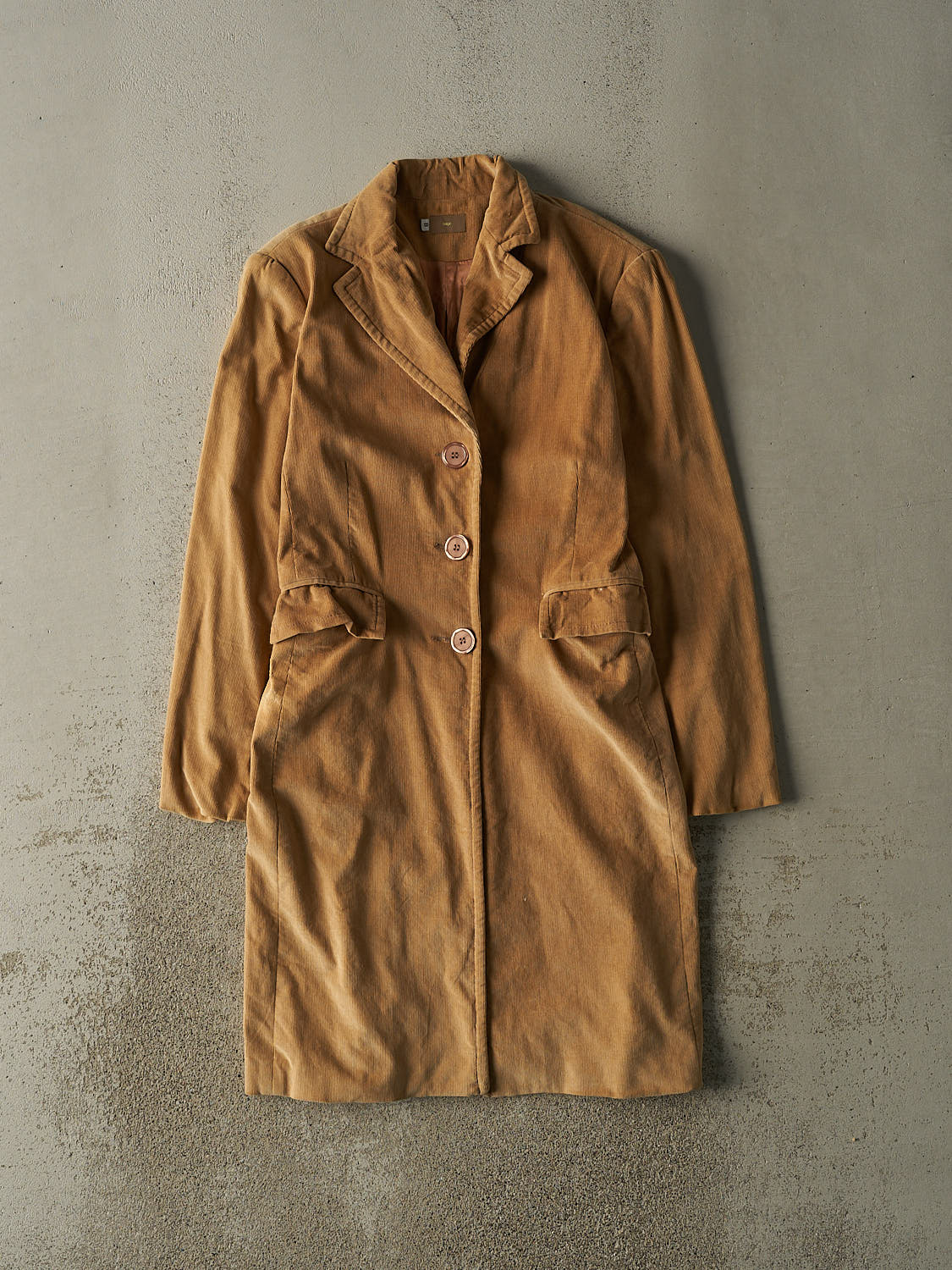 Vintage Y2K Beige Corduroy Trench Coat (XS/S)