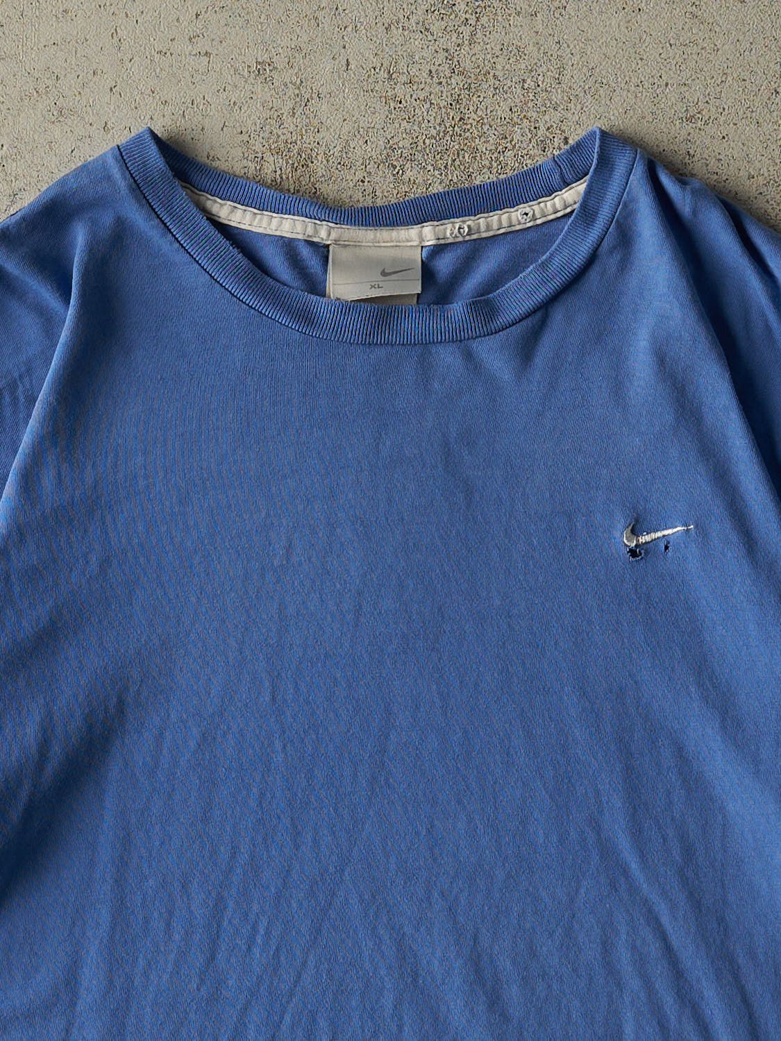 Vintage Y2K Blue Nike Embroidered Swoosh Tee (L)