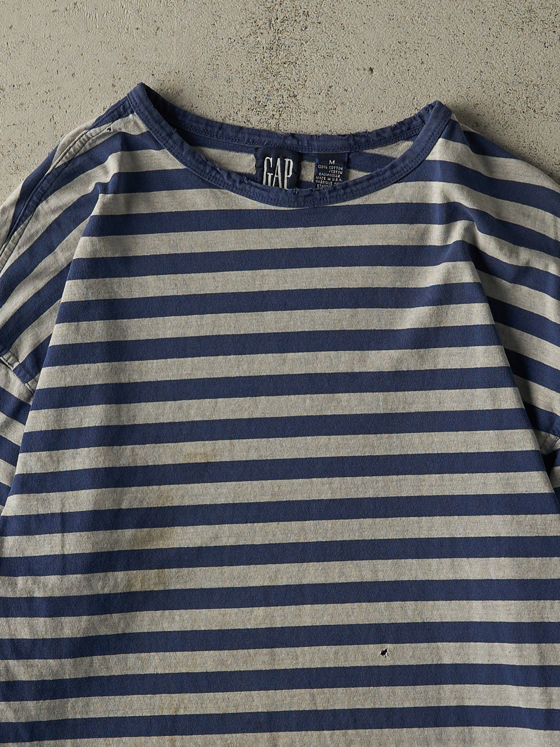 Vintage 90s Navy Blue & Grey Gap Striped Long Sleeve (M)