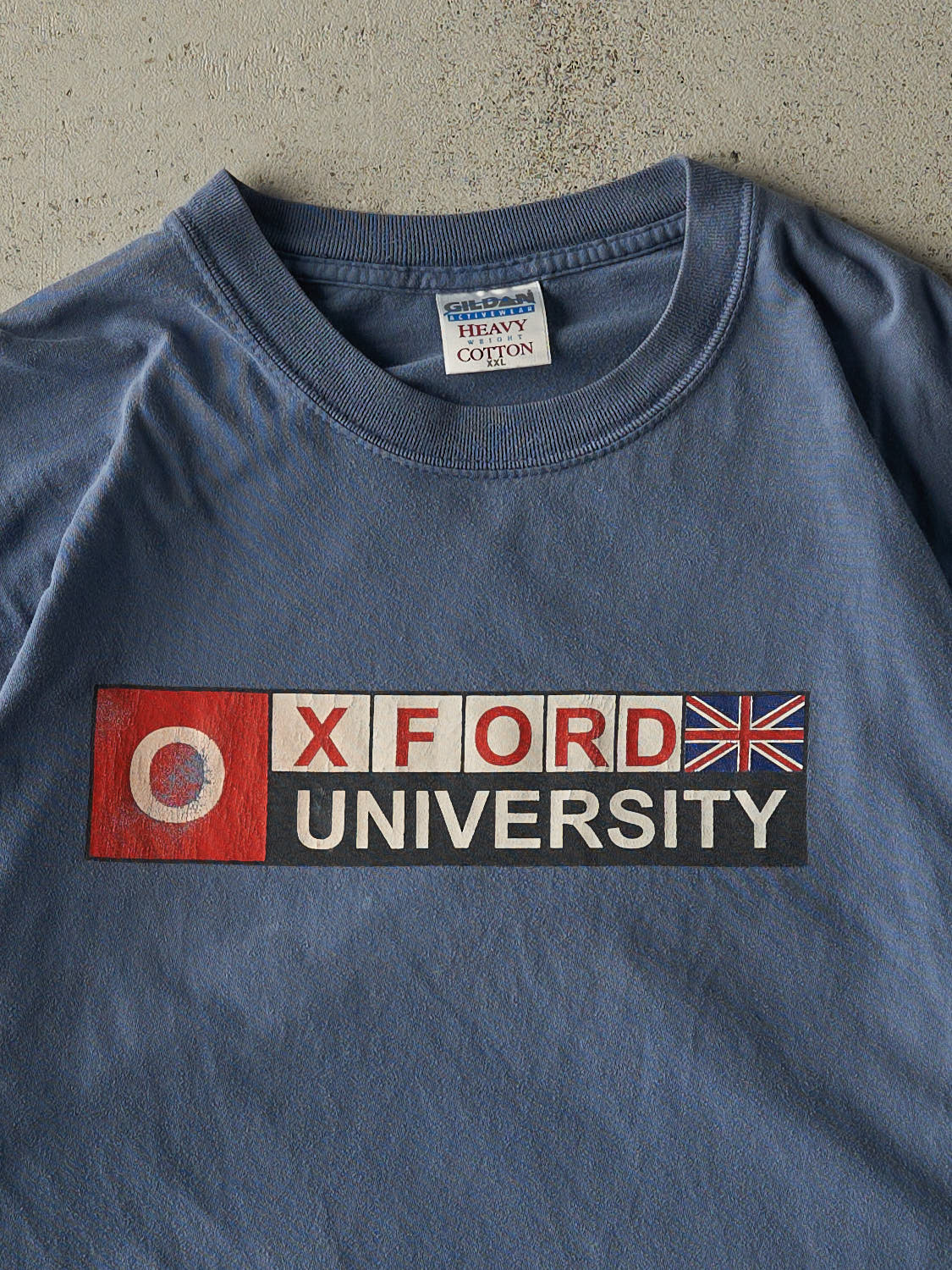 Vintage Y2K Slate Blue Oxford University Tee (XL/XXL)