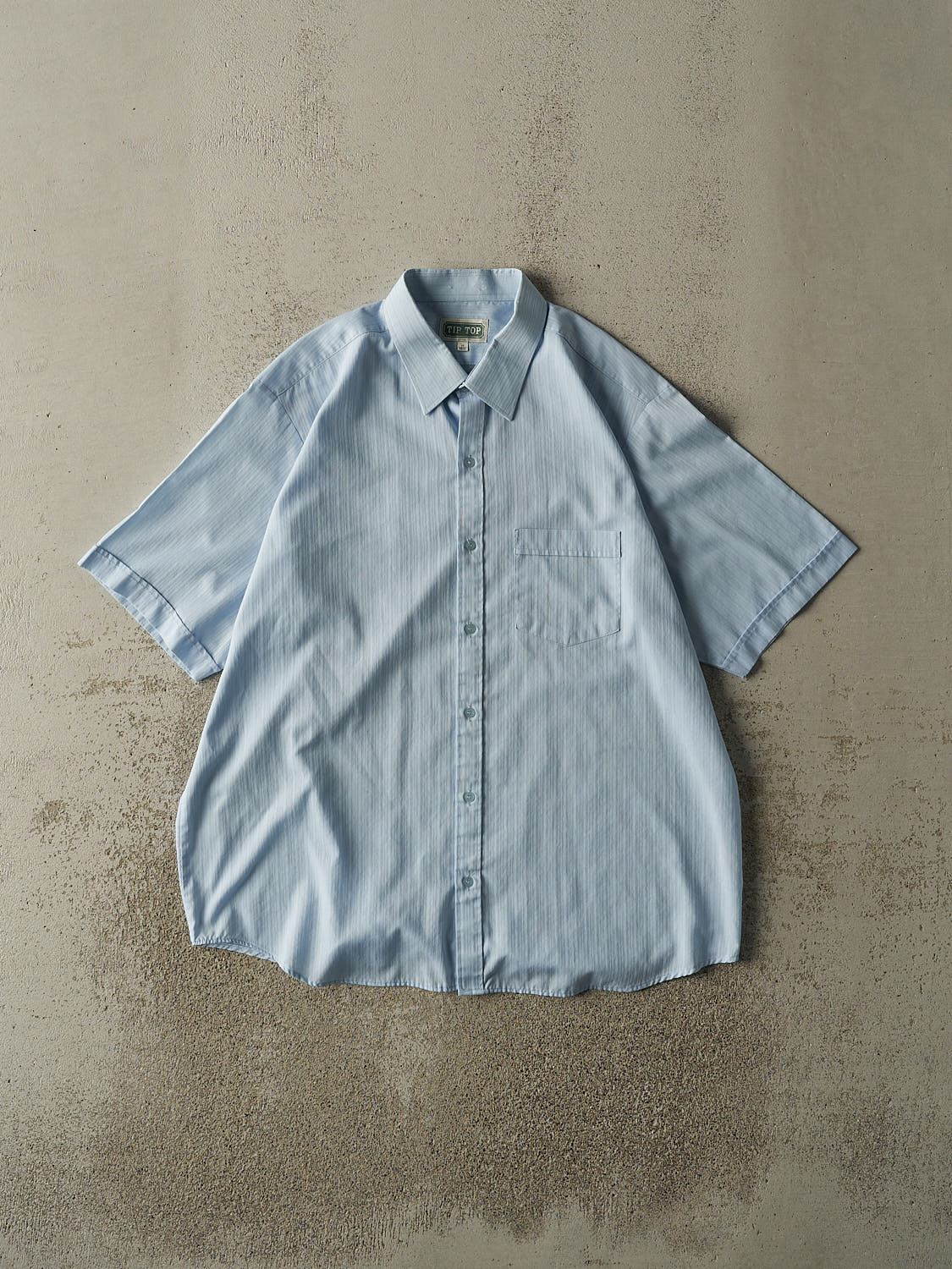 Vintage 80s Baby Blue Tip Top Short Sleeve Button Up (L/XL)