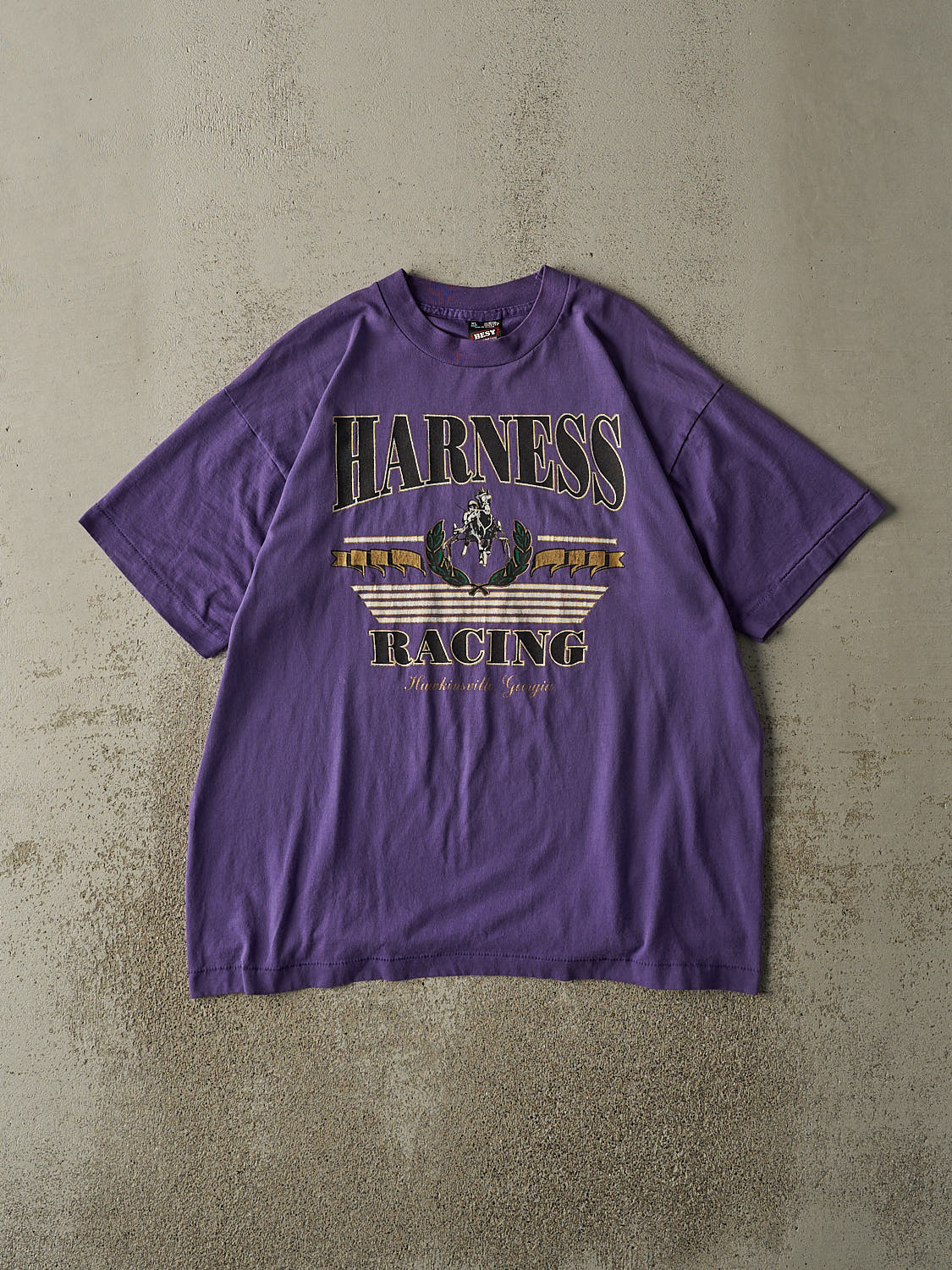 Vintage 80s Purple Harness Racing Single Stitch Tee (L/XL)