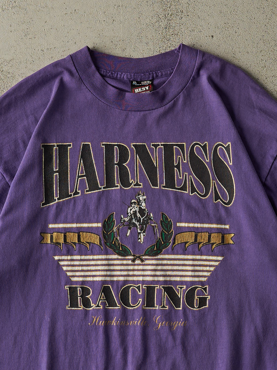 Vintage 80s Purple Harness Racing Single Stitch Tee (L/XL)