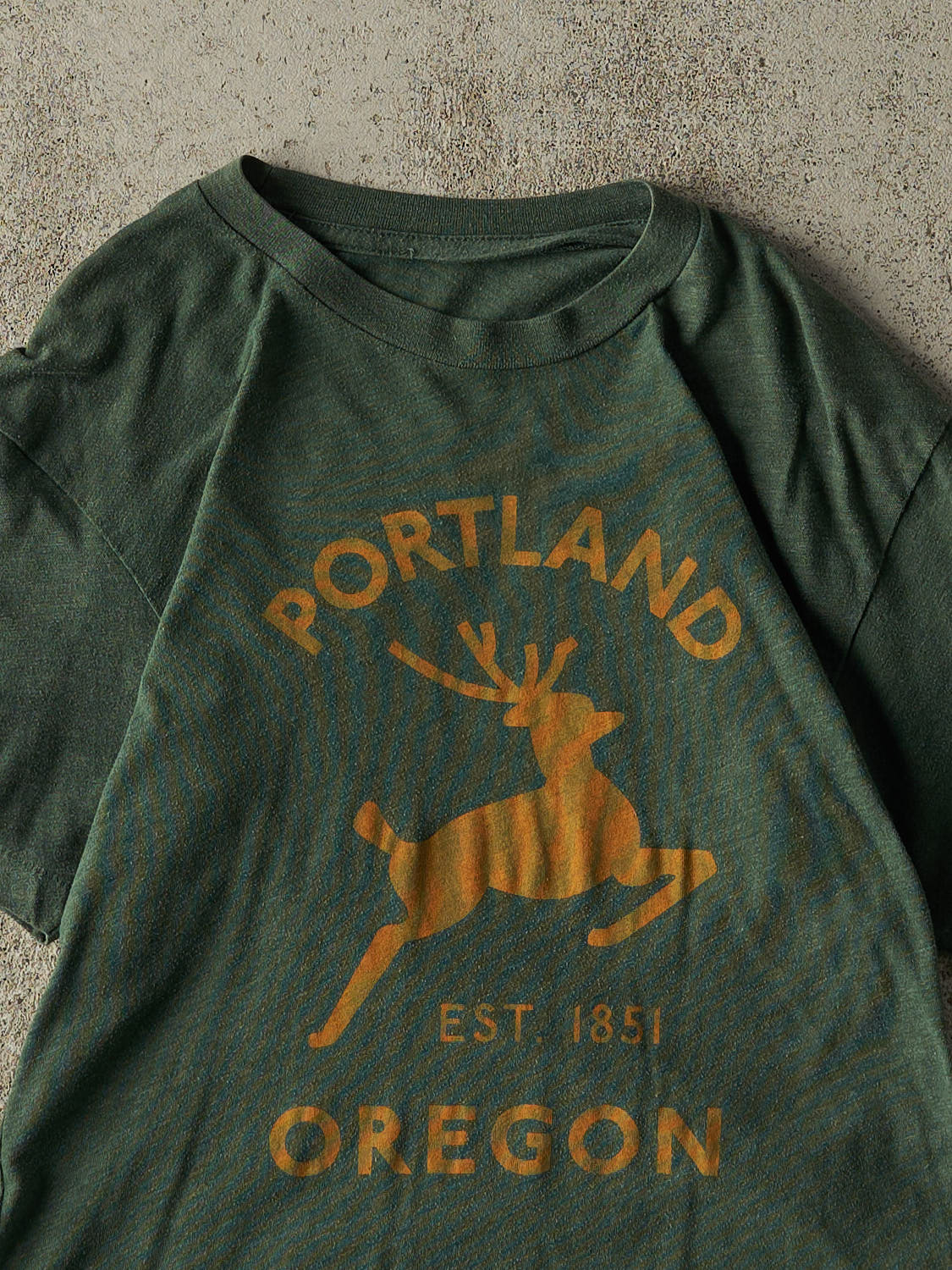 Vintage 90s Green Portland Oregon Single Stitch Tee (XS/S)