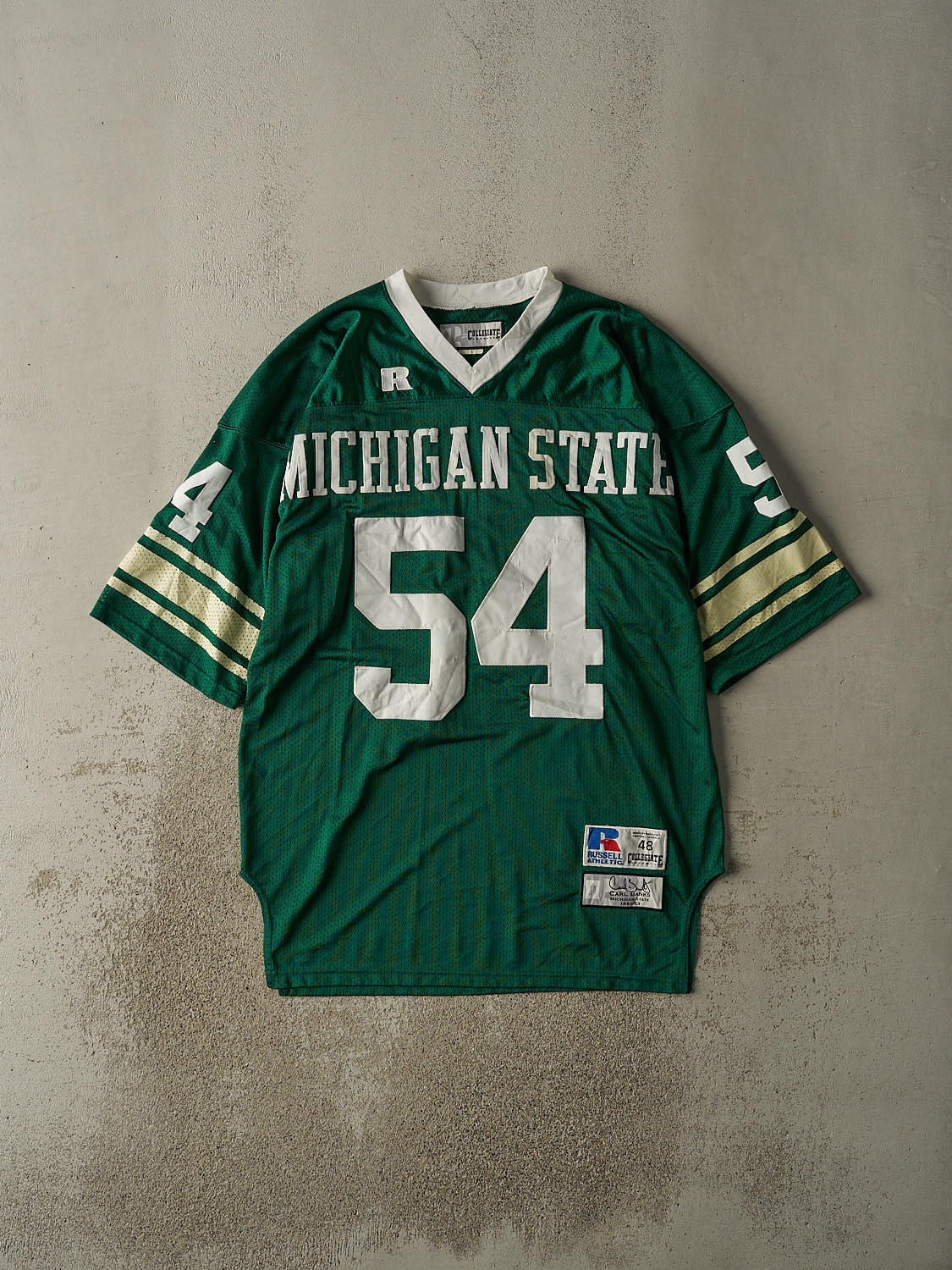 Vintage 90s Green Michigan State University Russell Athletic Carl Banks Football Jersey (XXL)
