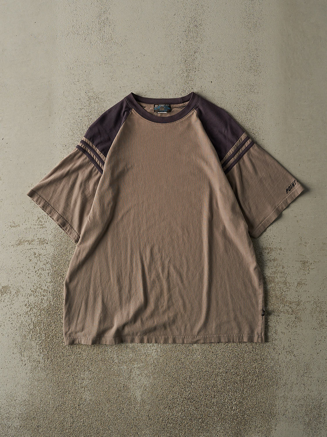 Vintage 90s Beige & Navy Point Zero Tee (L/XL)