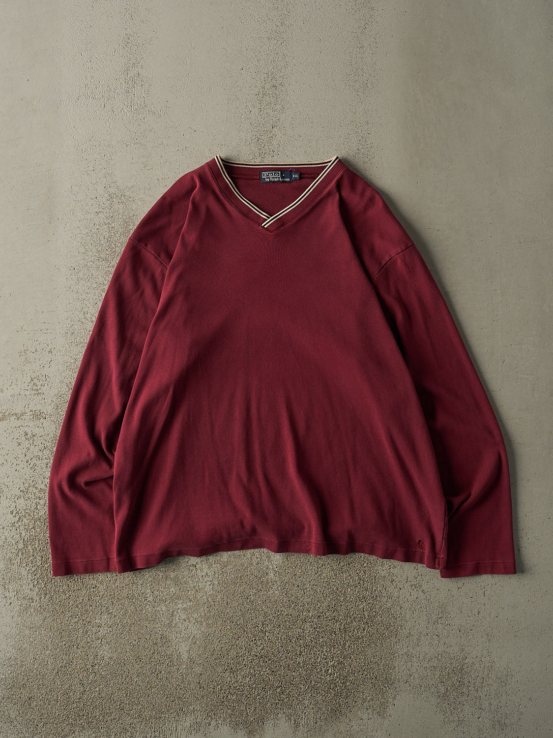 Vintage 90s Burgundy Polo by Ralph Lauren Long Sleeve (XL/XXL)