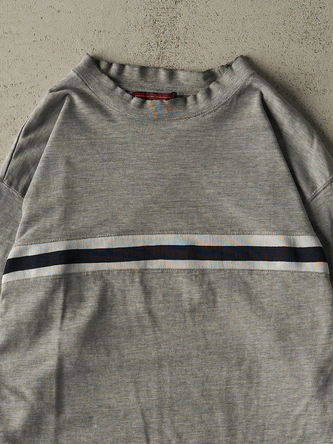 Vintage 90s Grey Striped Long Sleeve (M/L)