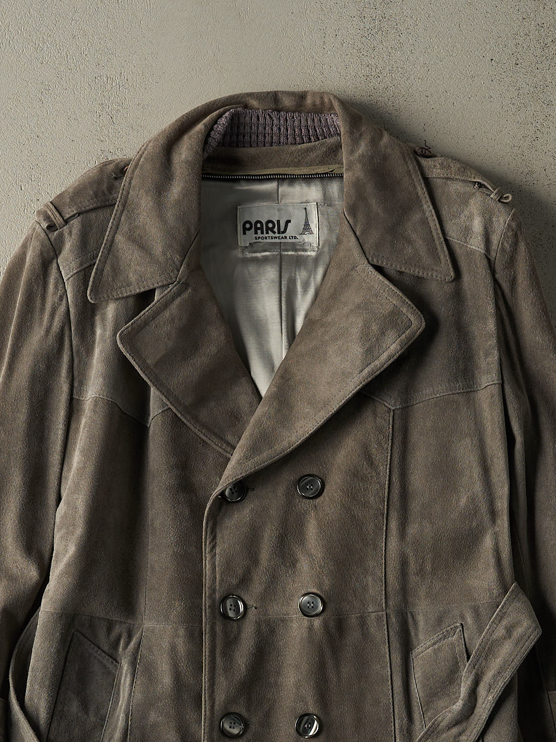Vintage 90s Grey Suede Trench Coat (L/XL)