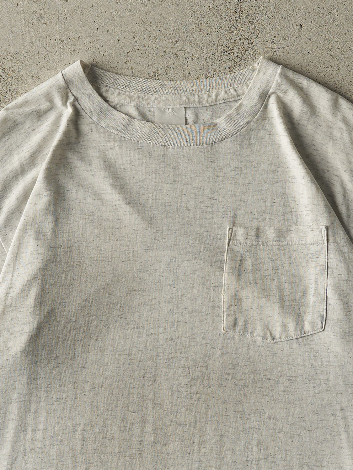 Vintage 80s Heather Grey Blank Single Stitch Pocket Tee (L/XL)