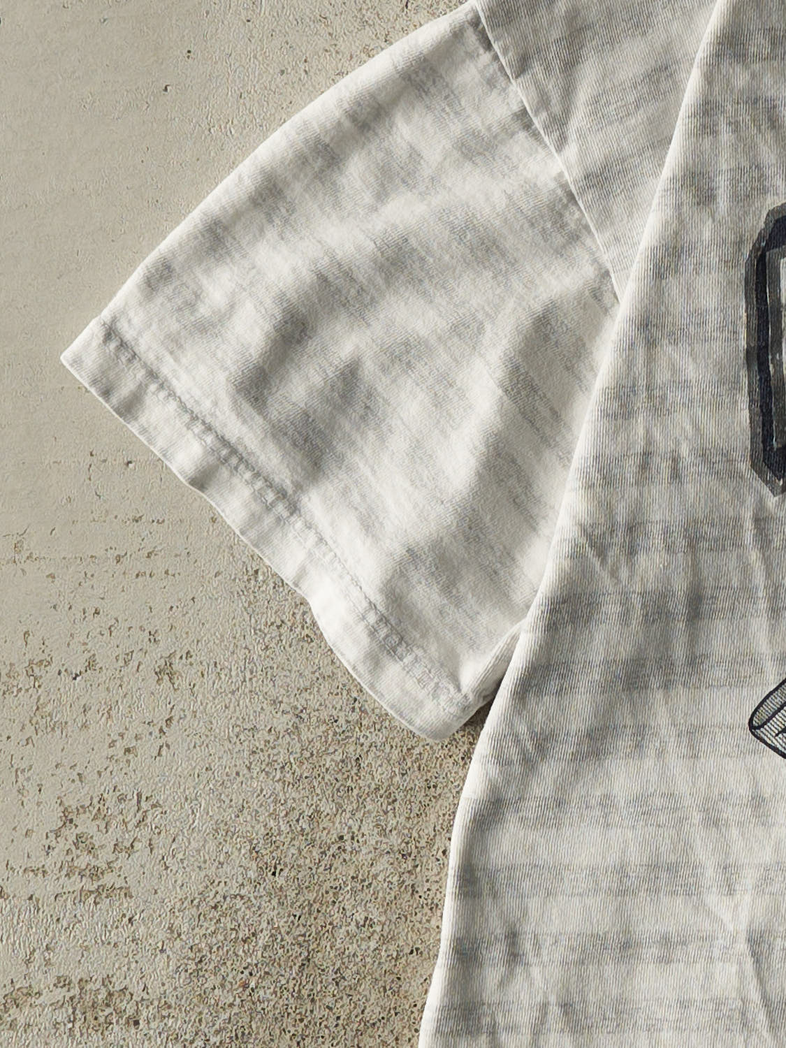 Vintage 90s Grey & White Capital Striped Tee (L/XL)