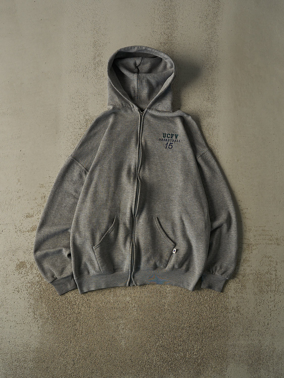 Vintage Y2K Grey Russell Athletic USFV Basketball Zip Up Hoodie (XL/XXL)