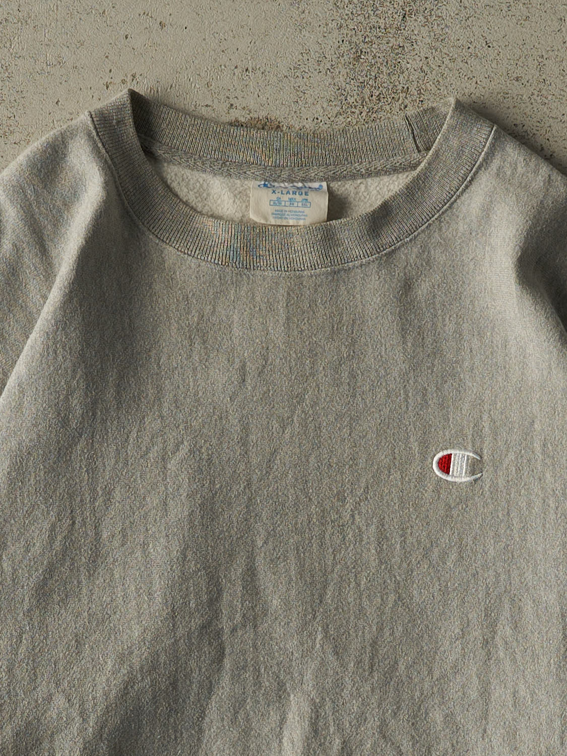 Vintage Y2K Grey Champion Reverse Weave Embroidered Crewneck (XL/XXL)