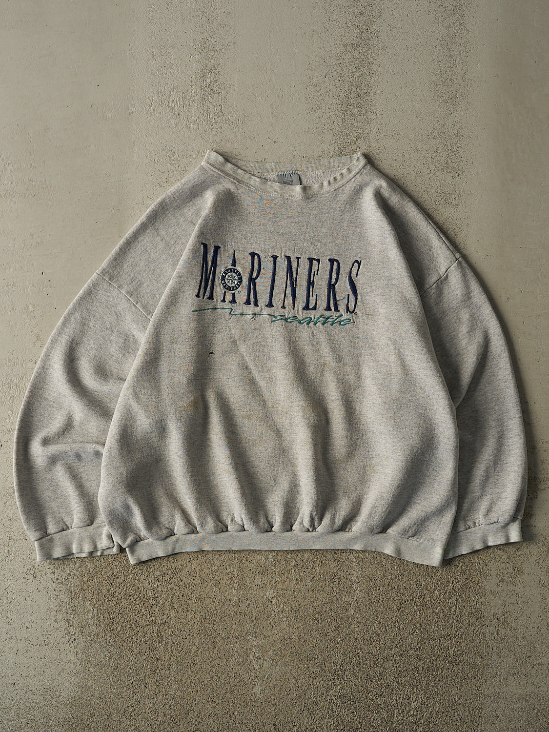 Vintage 90s Heather Grey Seattle Mariners Embroidered Crewneck (XL)