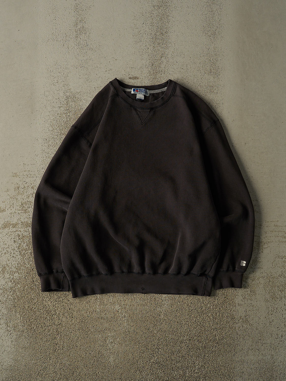Vintage 90s Faded Black Russell Athletic Blank Crewneck (M/L)