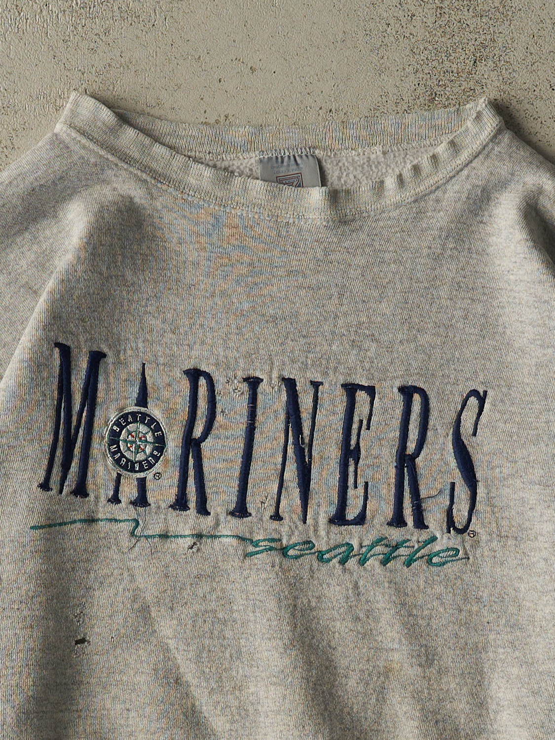 Vintage 90s Heather Grey Seattle Mariners Embroidered Crewneck (XL)