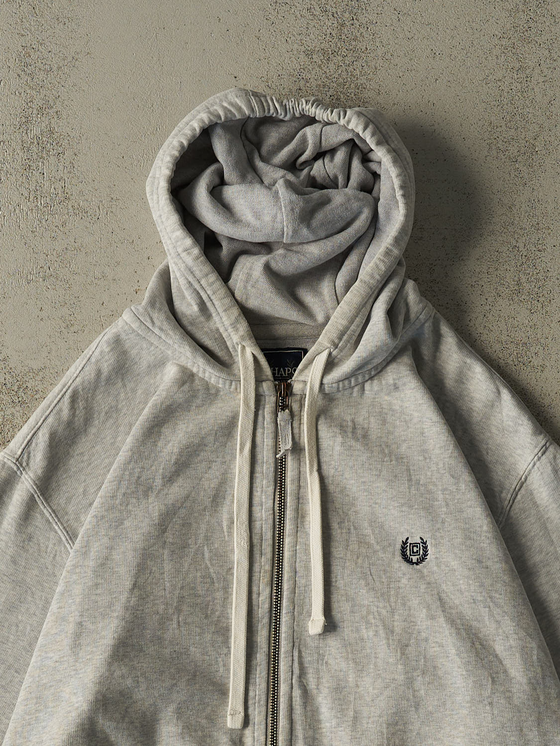 Vintage Y2K Grey Chaps Embroidered Zip Up Hoodie (XL)