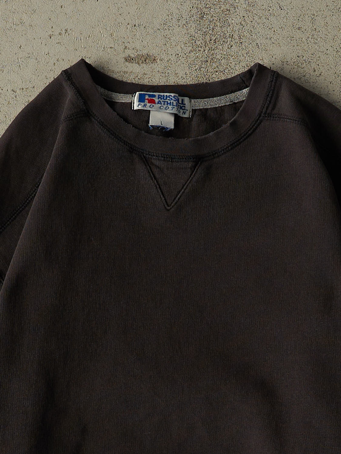 Vintage 90s Faded Black Russell Athletic Blank Crewneck (M/L)