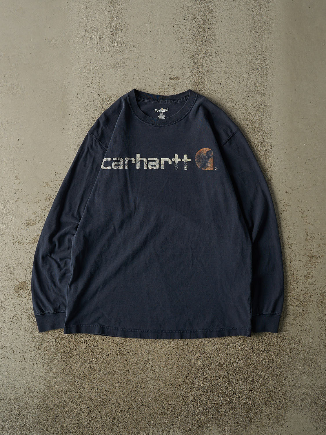 Vintage Y2K Navy Blue Carhartt Logo Long Sleeve (M/L)