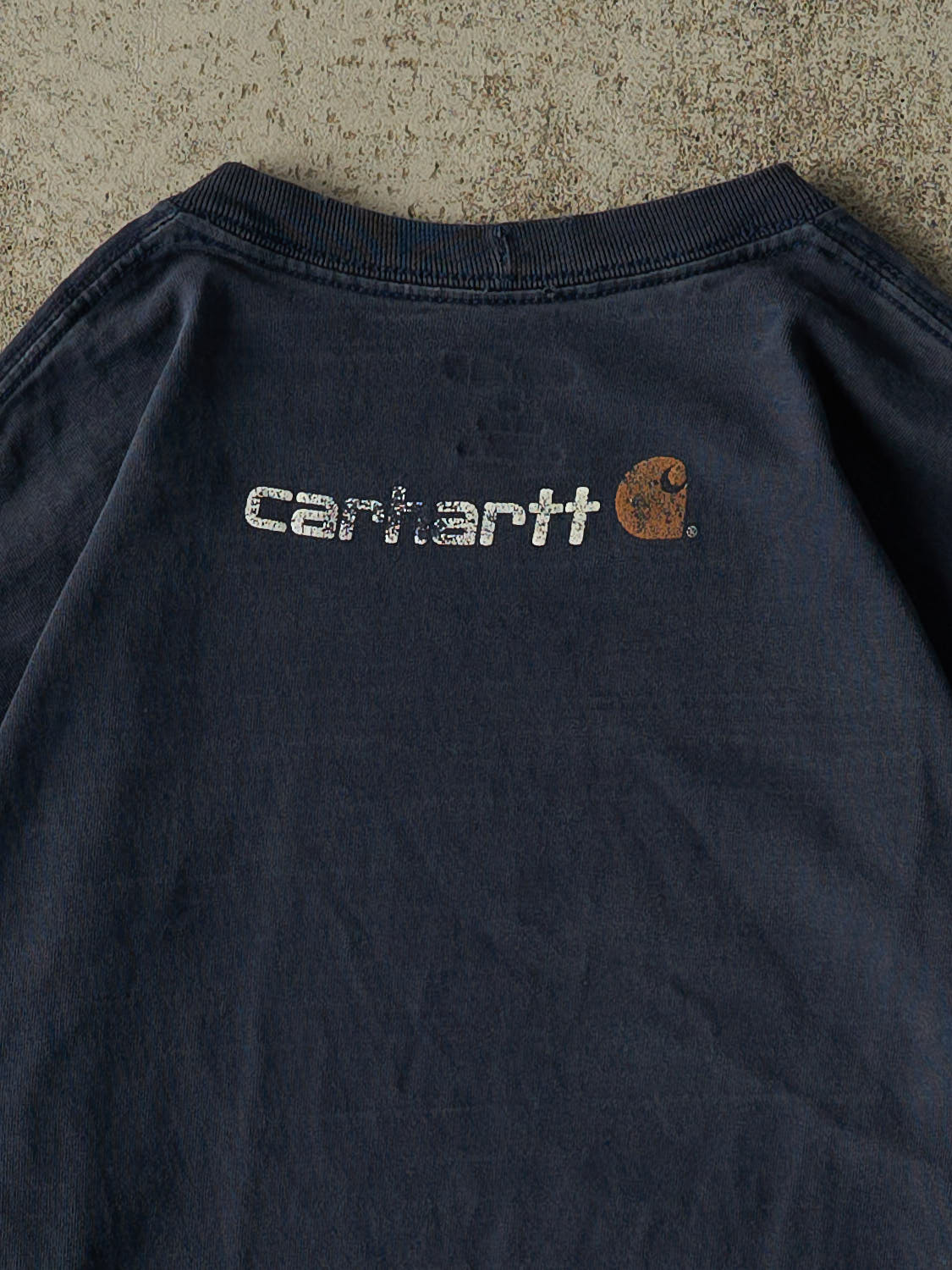 Vintage Y2K Navy Blue Carhartt Logo Long Sleeve (M/L)