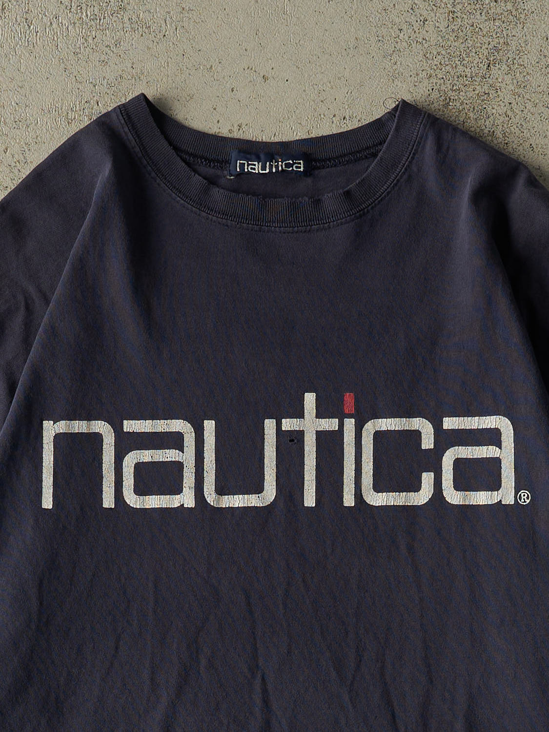Vintage 90s Navy Blue Nautica Logo Tee (XXL)