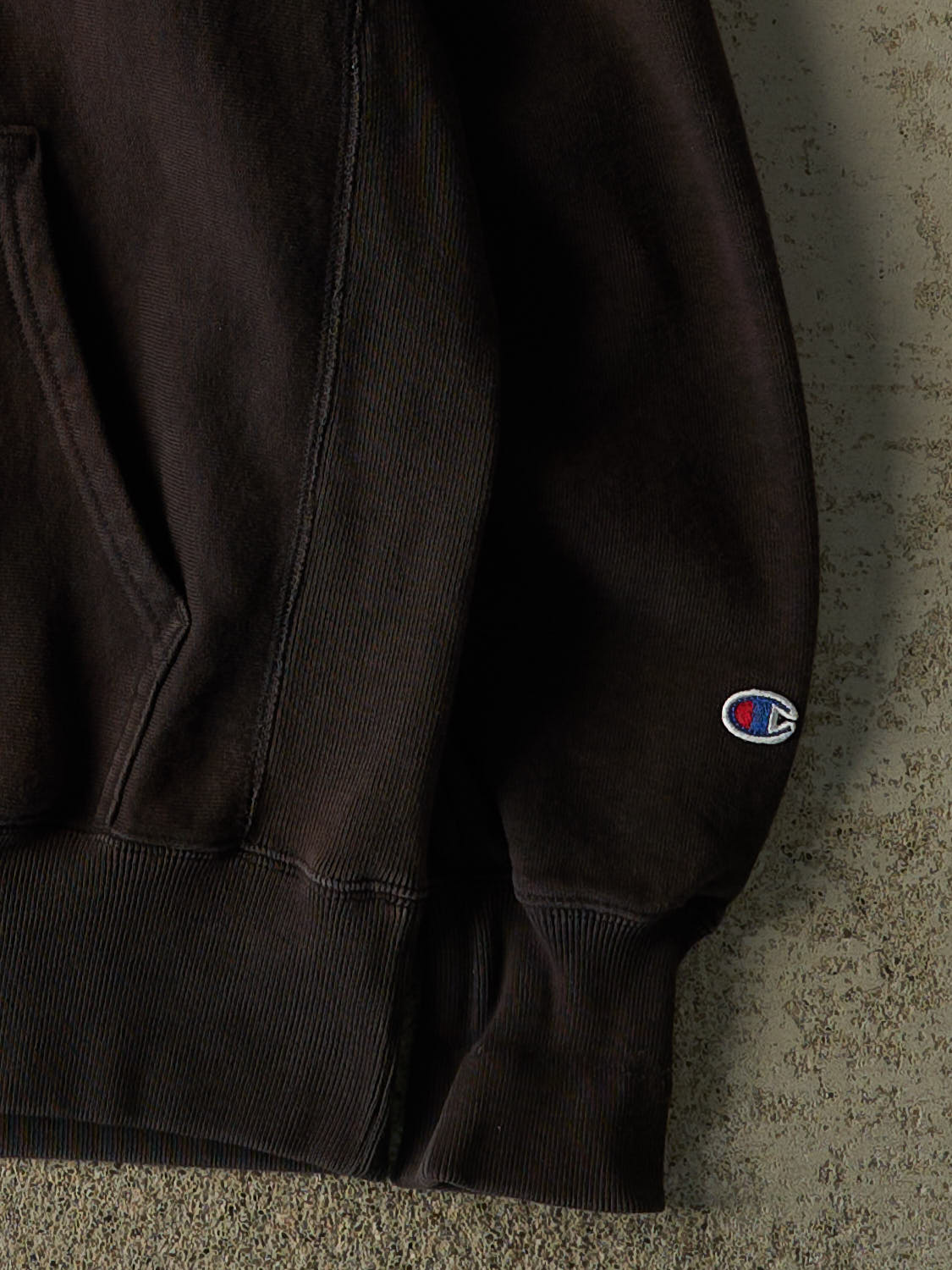 Vintage 90s Faded Black Champion Reverse Weave Embroidered Hoodie (S/M)