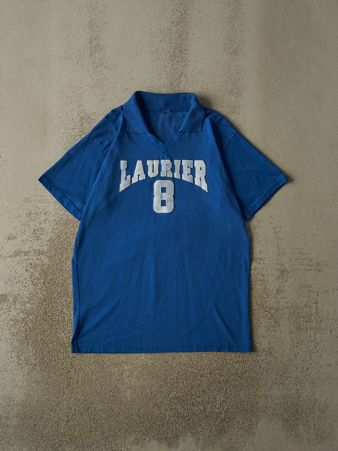 Vintage 80s Blue Laurier Embroidered Jersey Tee (L/XL)