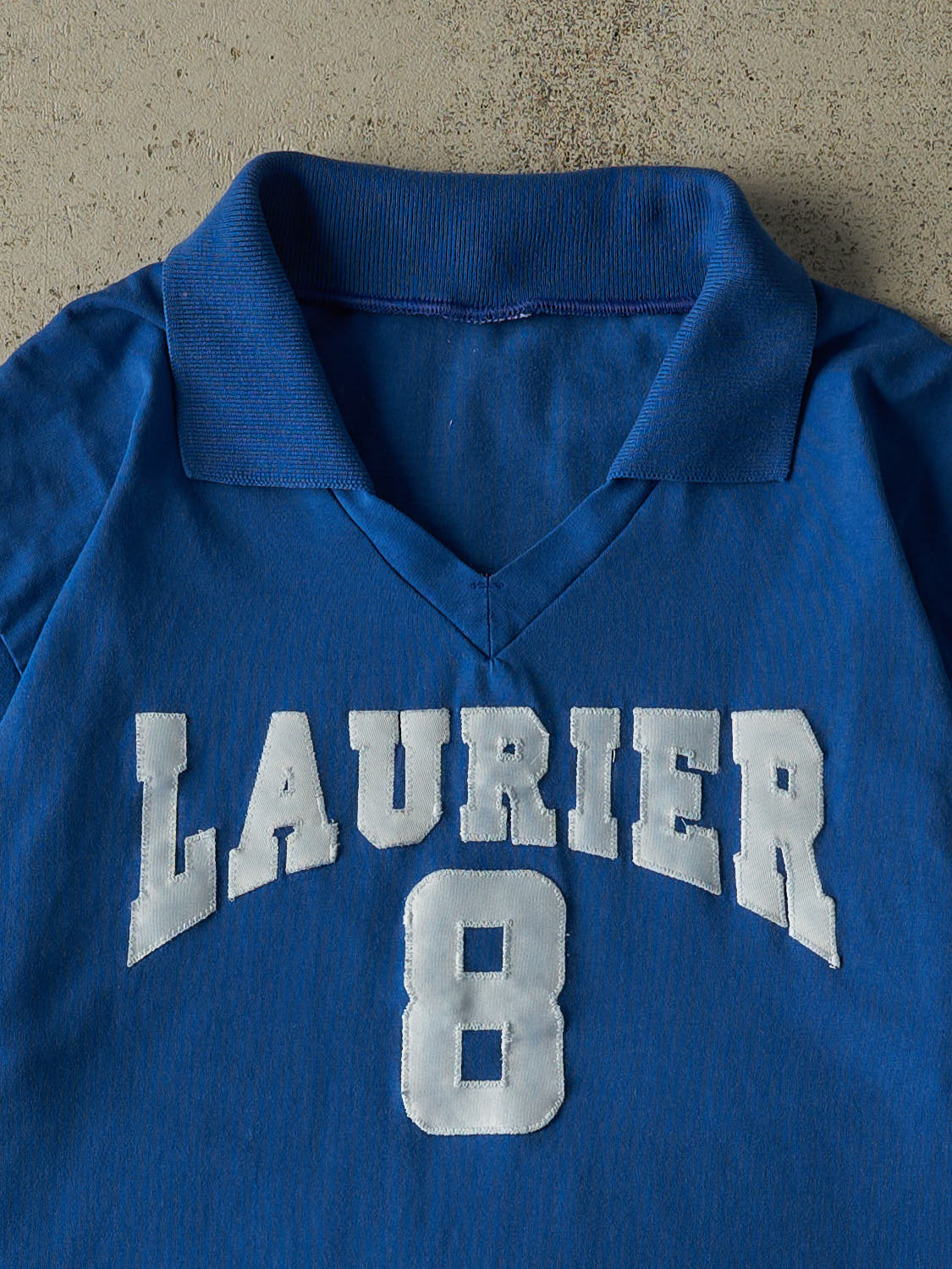 Vintage 80s Blue Laurier Embroidered Jersey Tee (L/XL)