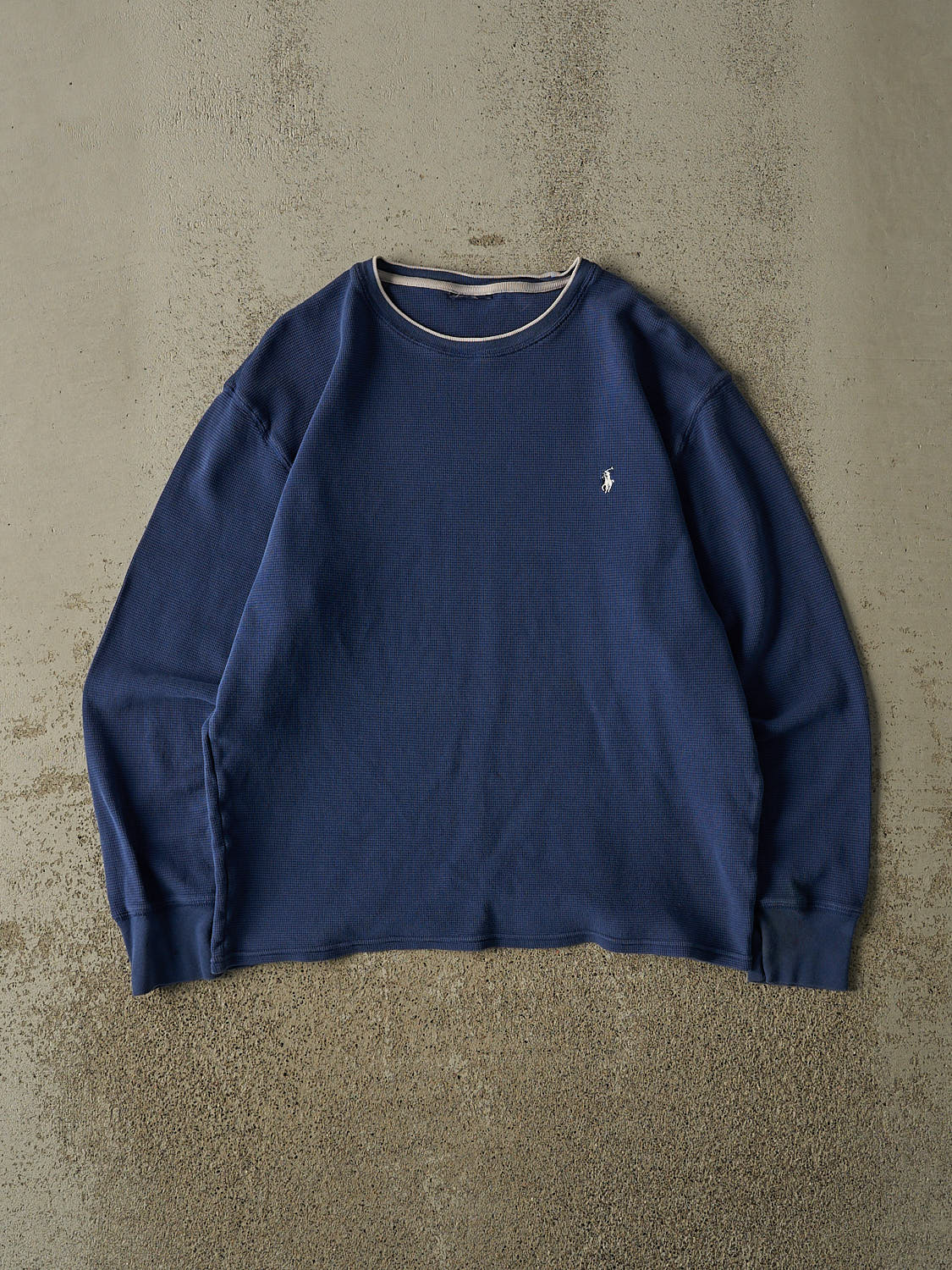 Vintage 90s Navy Blue Polo Thermal Long Sleeve (M)
