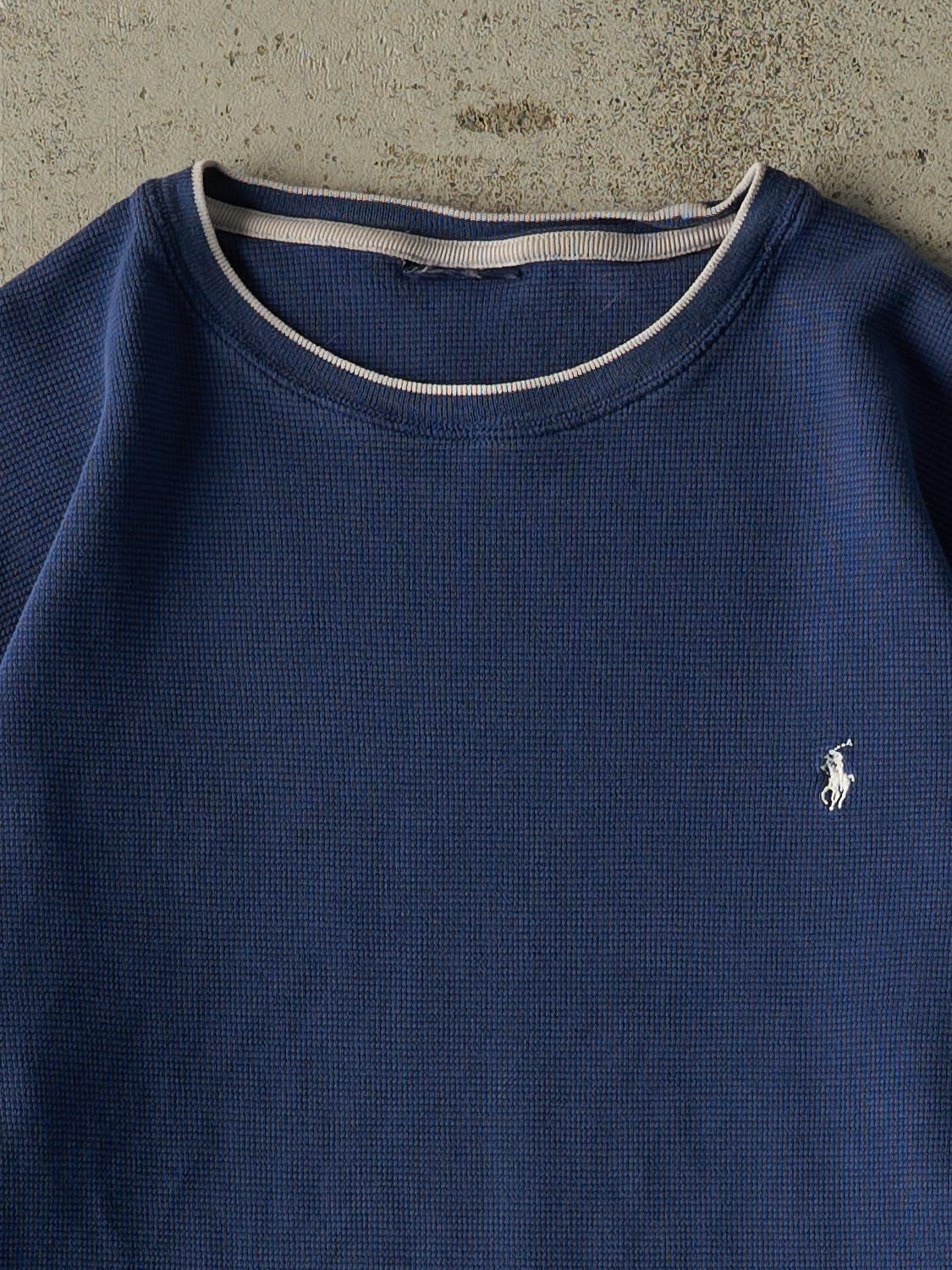Vintage 90s Navy Blue Polo Thermal Long Sleeve (M)
