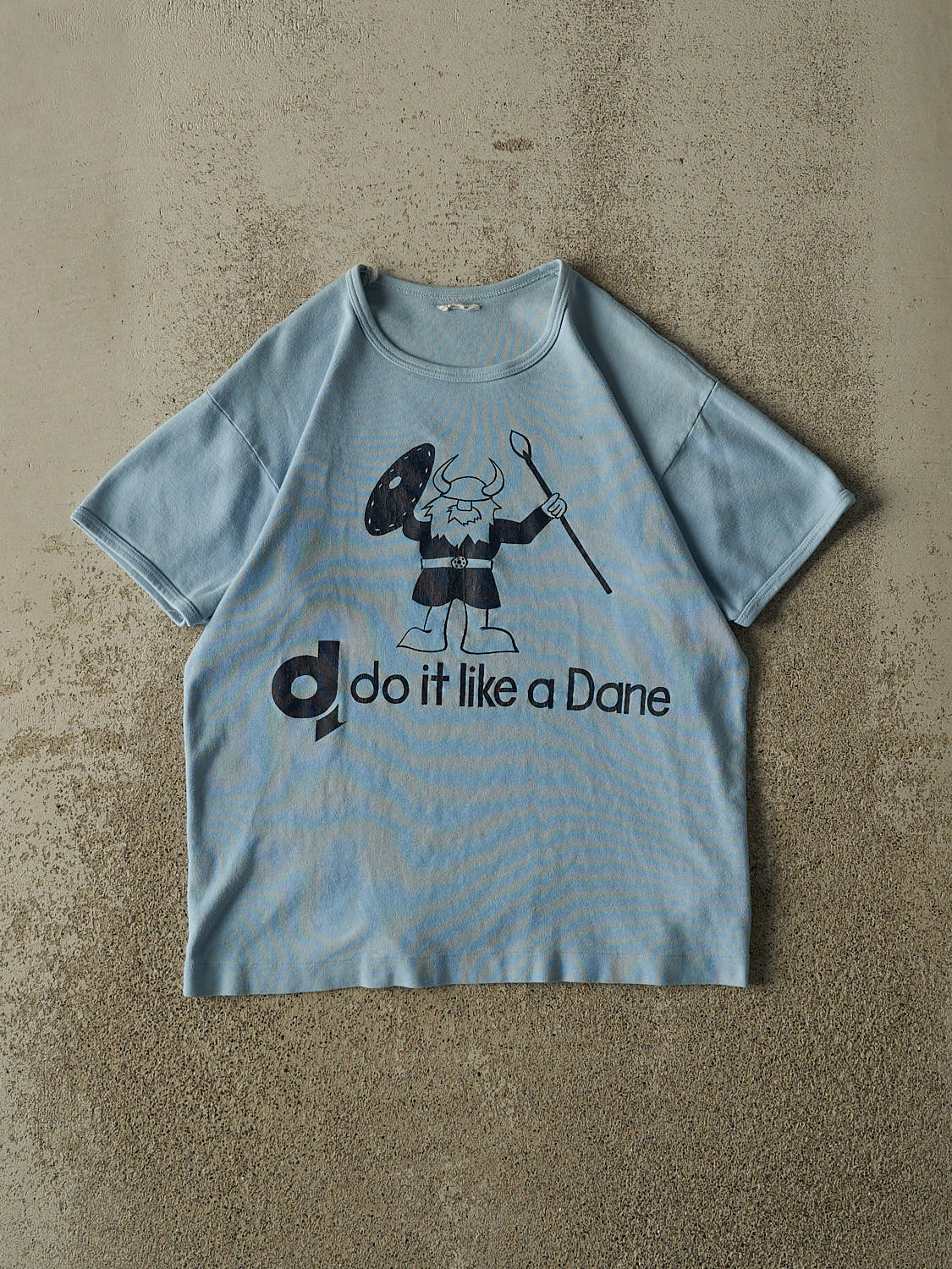 Vintage 80s Blue "Do It Like A Dane" Ringer Tee (XS)