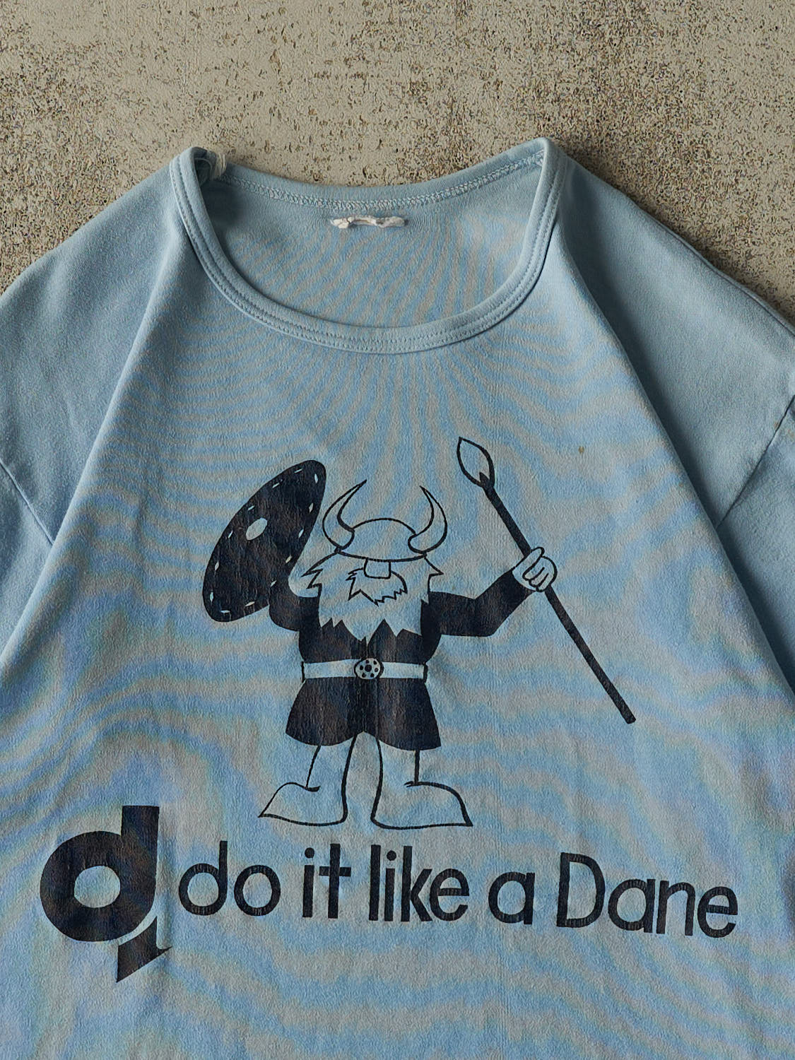 Vintage 80s Blue "Do It Like A Dane" Ringer Tee (XS)