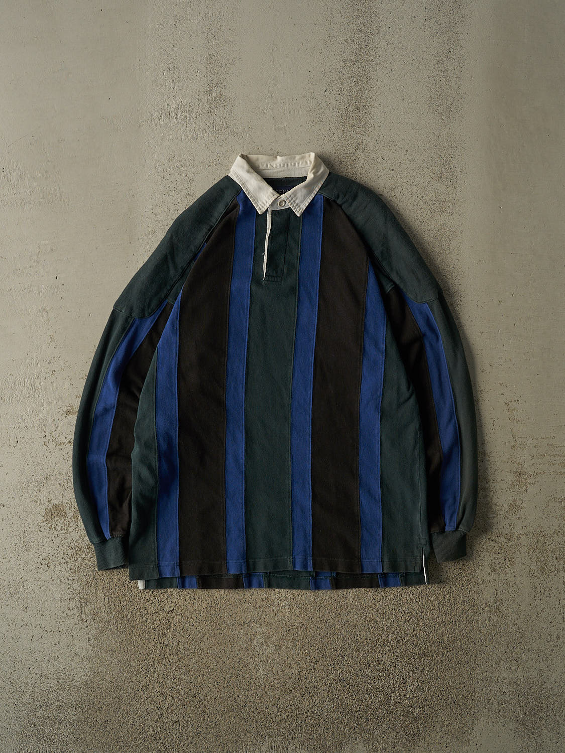 Vintage 90s Green Rugby Quarter Button Long Sleeve (L/XL)