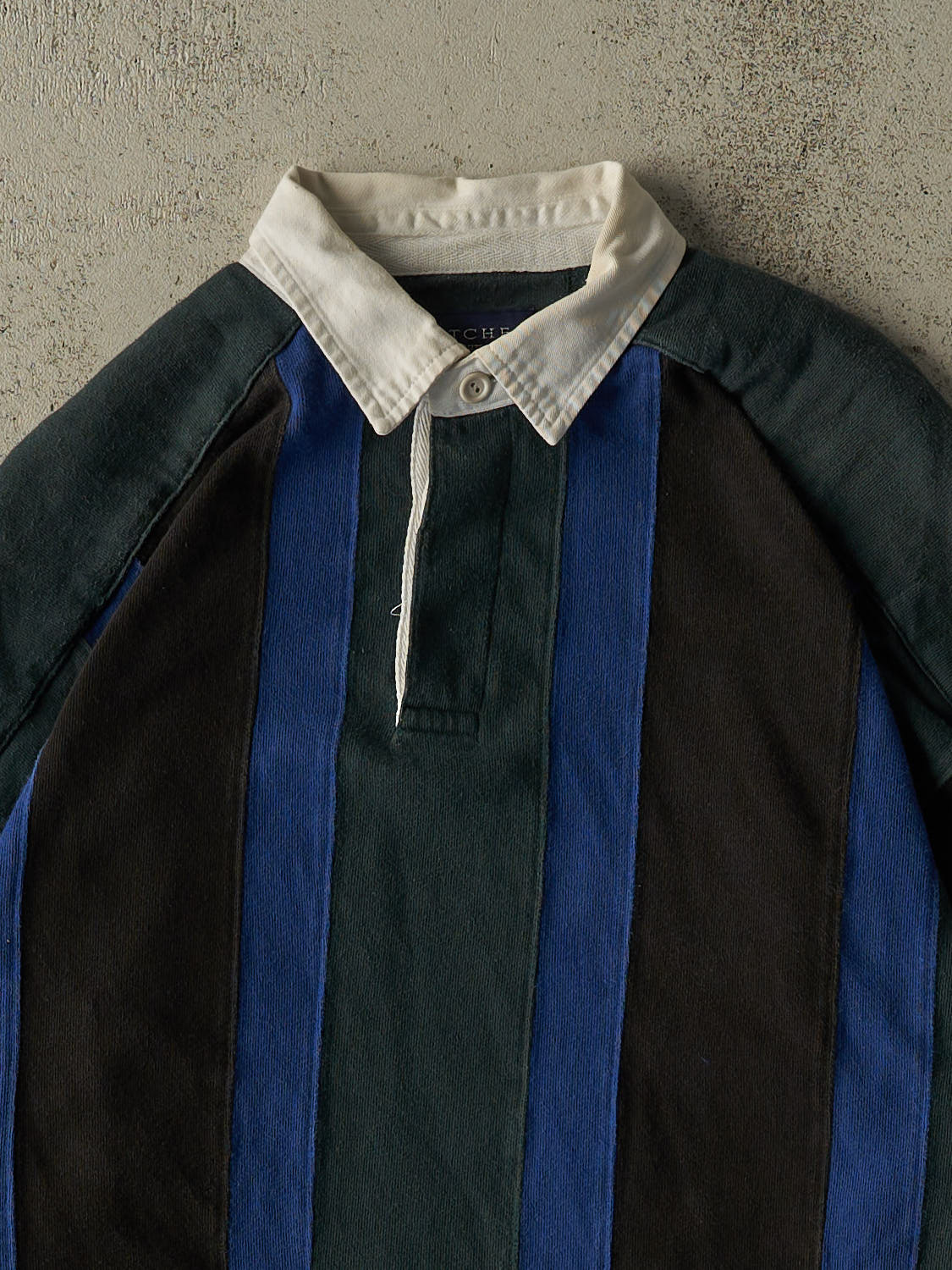 Vintage 90s Green Rugby Quarter Button Long Sleeve (L/XL)