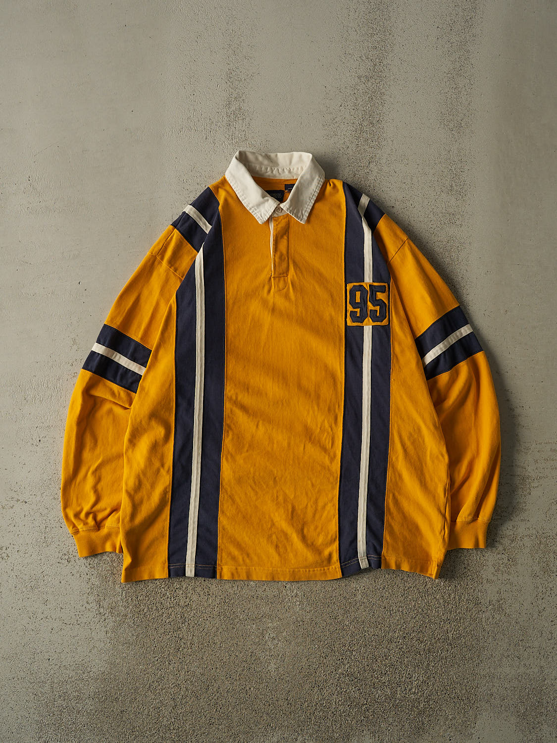 Vintage 90s Yellow Faded Glory Rugby Quarter Button Long Sleeve (XL/XXL)