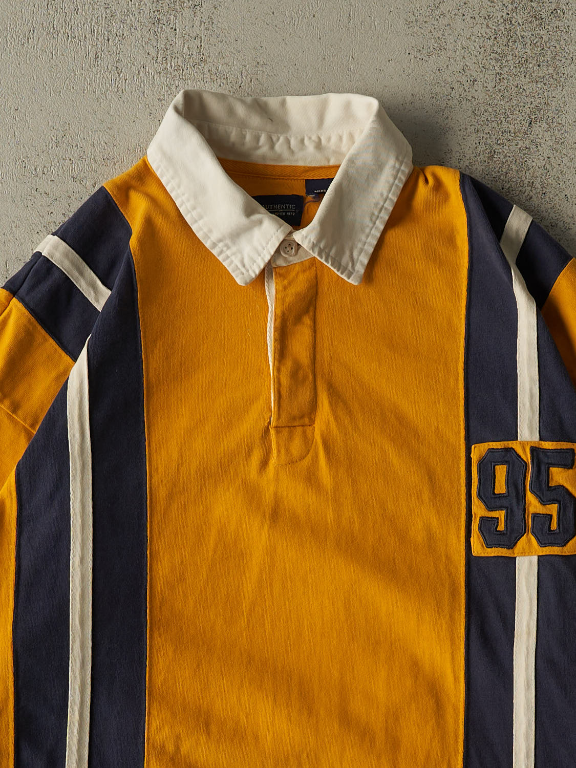 Vintage 90s Yellow Faded Glory Rugby Quarter Button Long Sleeve (XL/XXL)