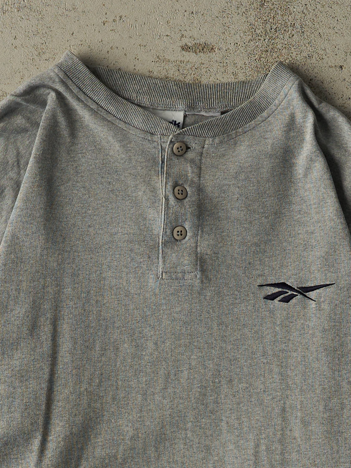 Vintage 90s Grey Reebok Quarter Button Long Sleeve (L/XL)