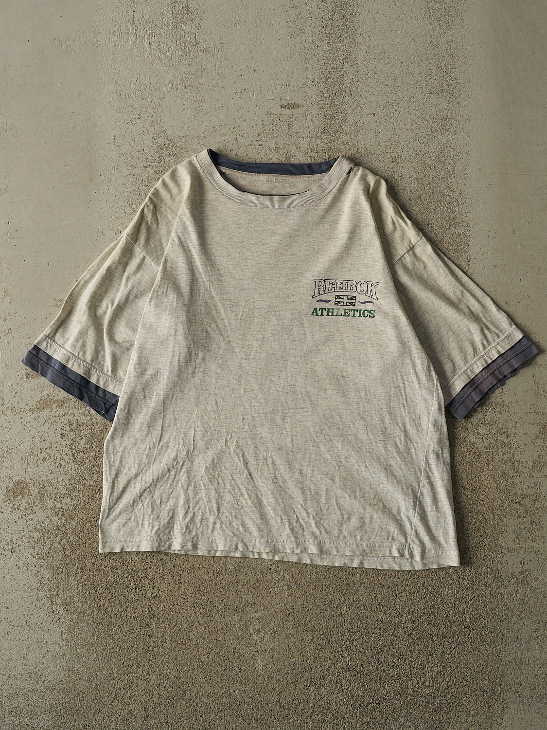 Vintage 90s Heather Grey Reebok Double Neck Tee (M/L)