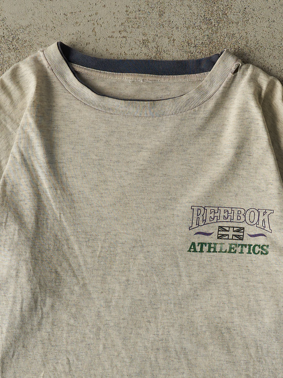 Vintage 90s Heather Grey Reebok Double Neck Tee (M/L)