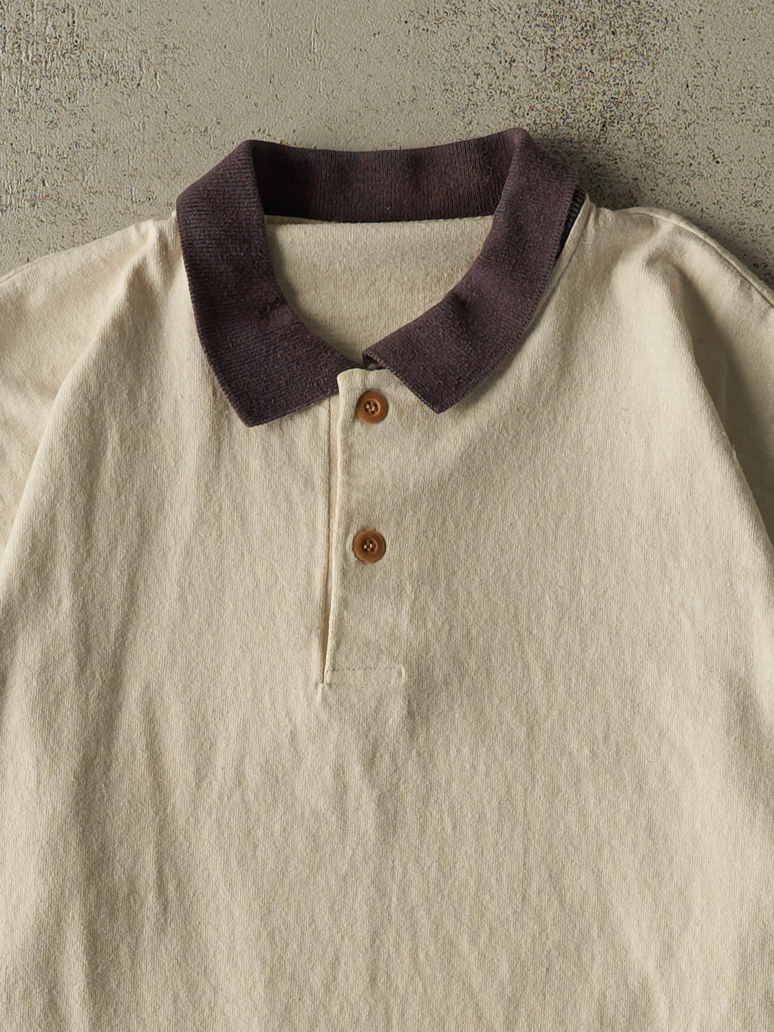 Vintage 90s Beige JP Morgan Quarter Button Tee (L/XL)