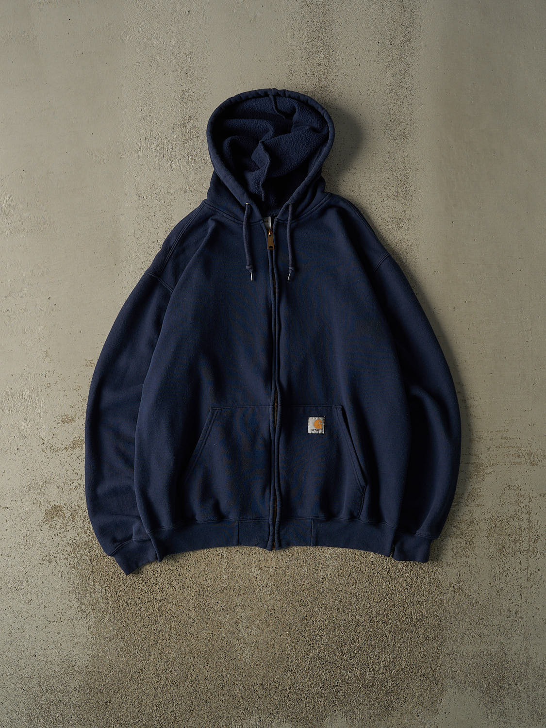 Vintage 90s Navy Blue Carhartt Zip Up Hoodie (XL)
