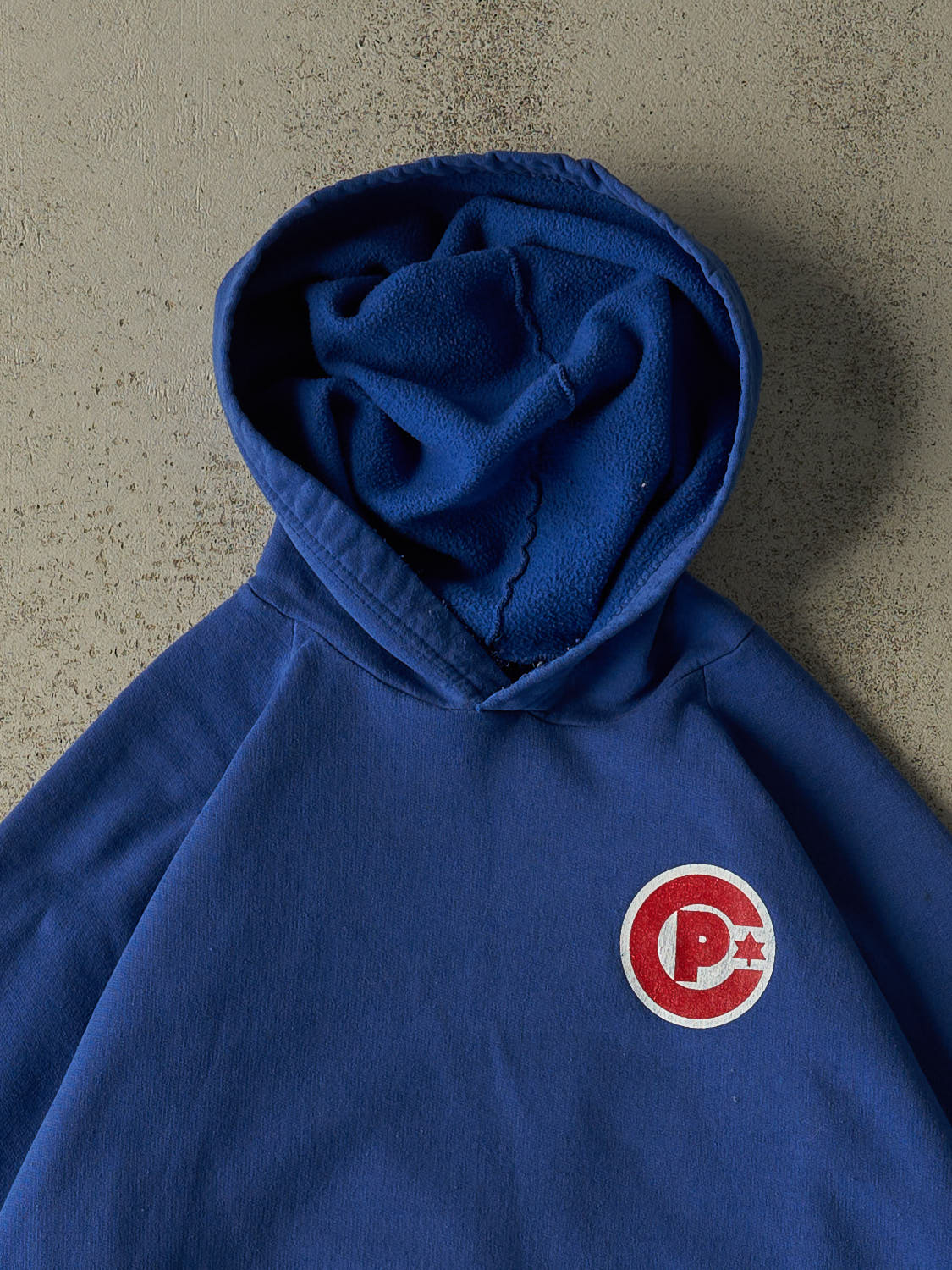 Vintage 90s Blue Logo Hoodie (L/XL)