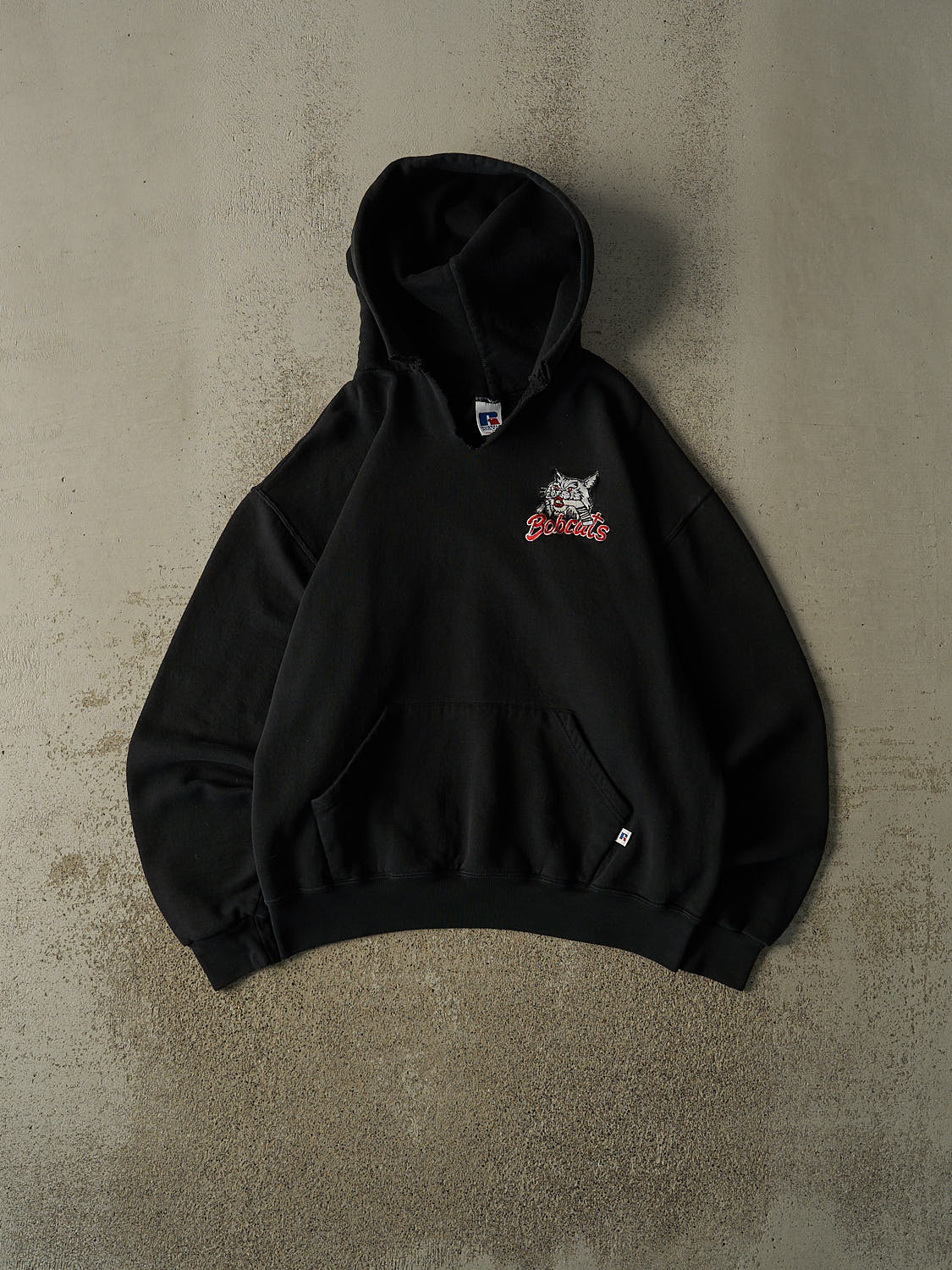 Vintage 90s Black Russell Athletic Bobcats Embroidered Hoodie (M/L)