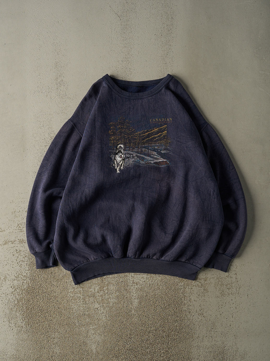 Vintage 90s Navy Blue Canadian Marshlands Embroidered Crewneck (XXL/XXXL)