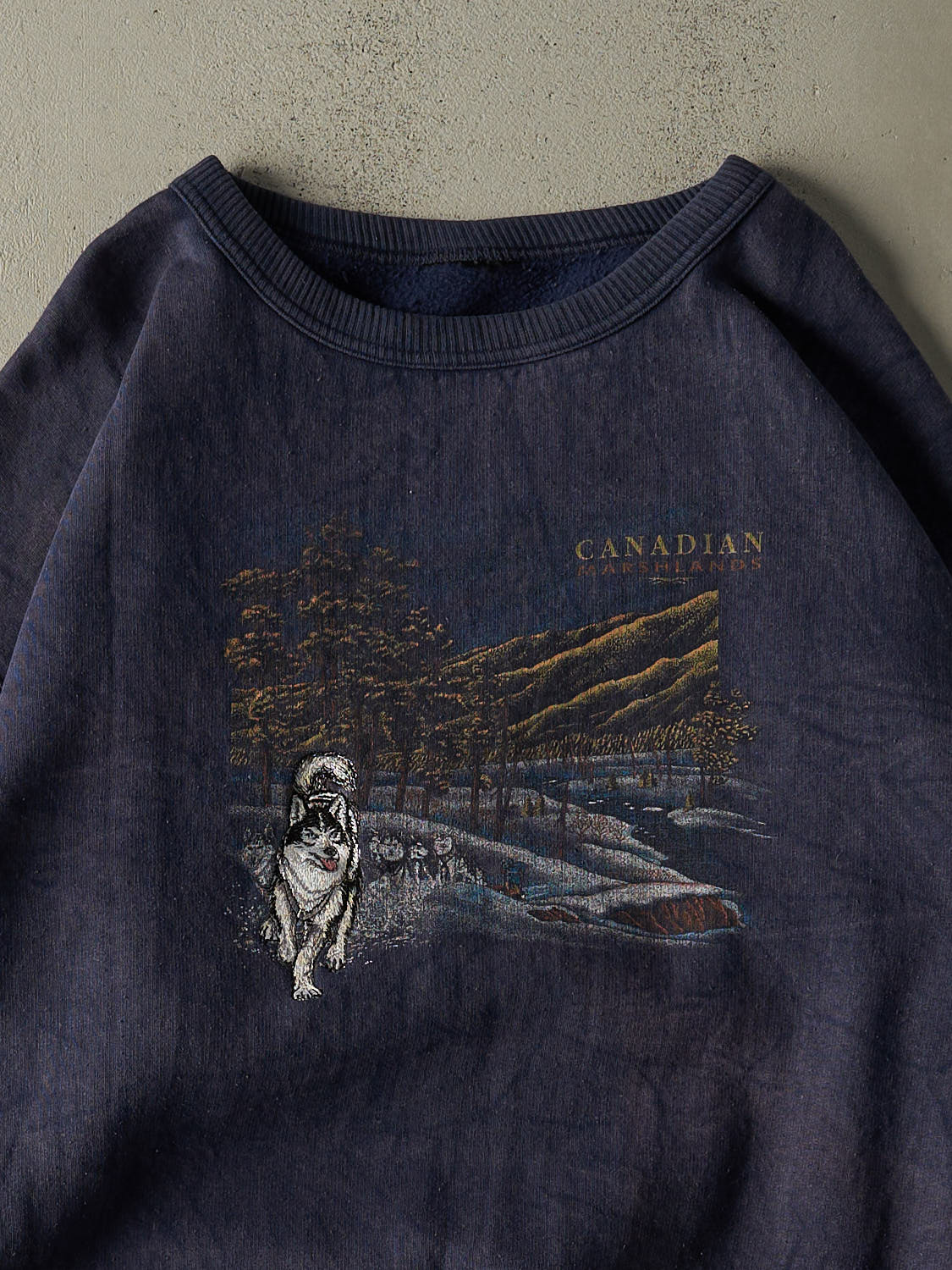 Vintage 90s Navy Blue Canadian Marshlands Embroidered Crewneck (XXL/XXXL)
