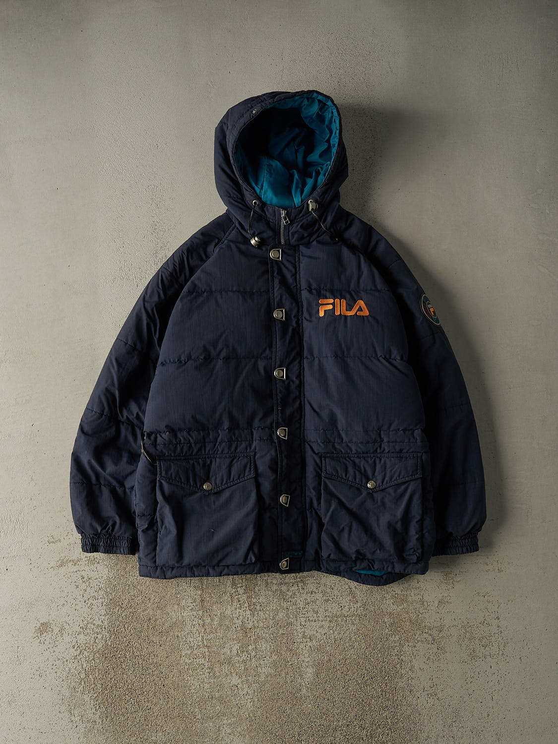 Vintage 90s Navy Blue Fila Puffer Jacket (XXL)