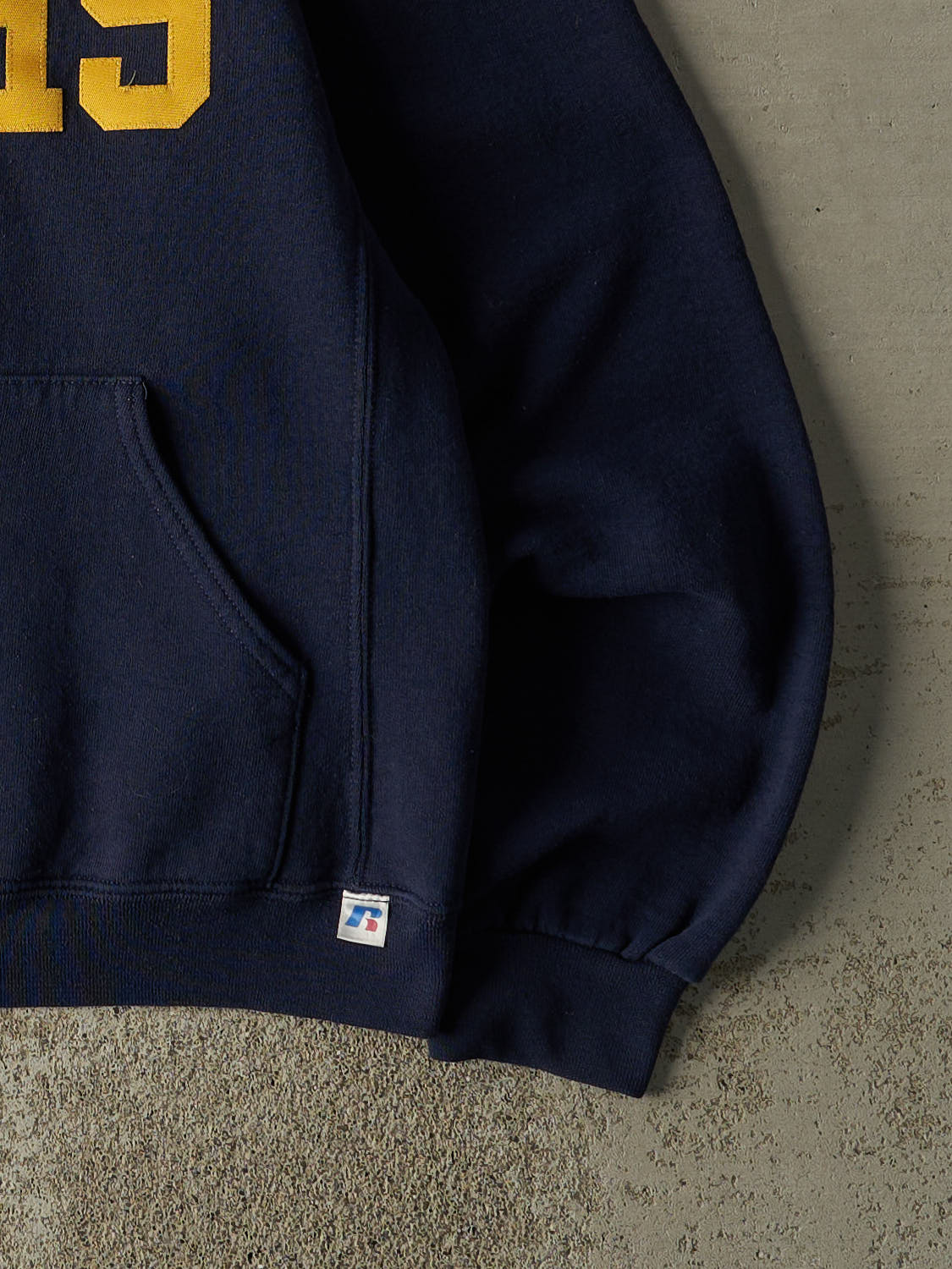 Vintage Y2K Navy Blue Russell Athletic EMHS Embroidered Hoodie (XS/S)