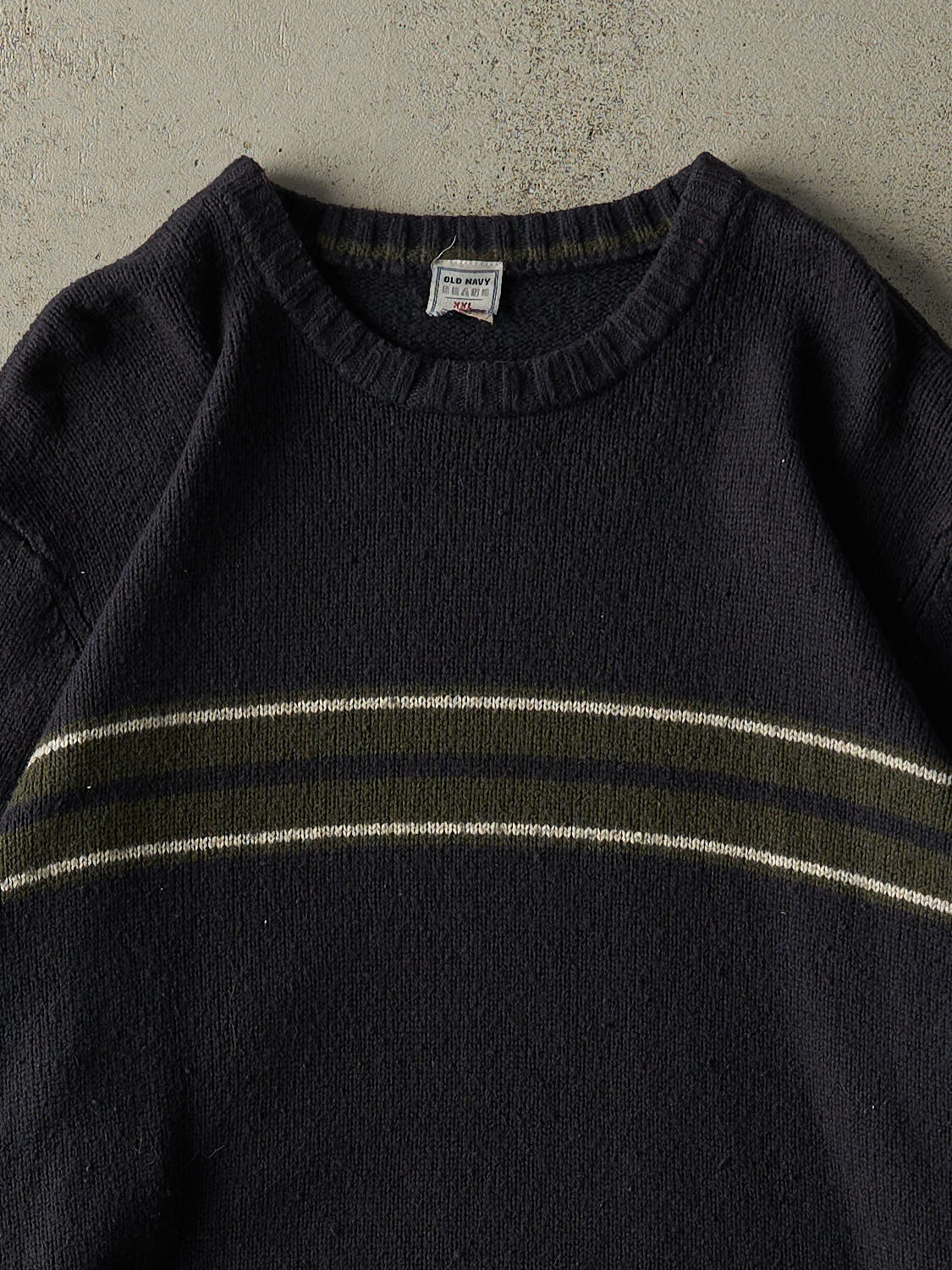 Vintage 90s Navy Blue & Green Striped Old Navy Knit (XL)