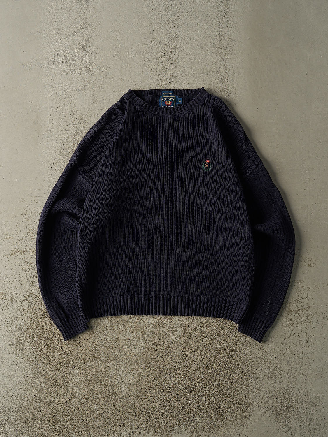 Vintage 80s Navy Blue Chaps Ralph Lauren Embroidered Knit (XL/XXL)
